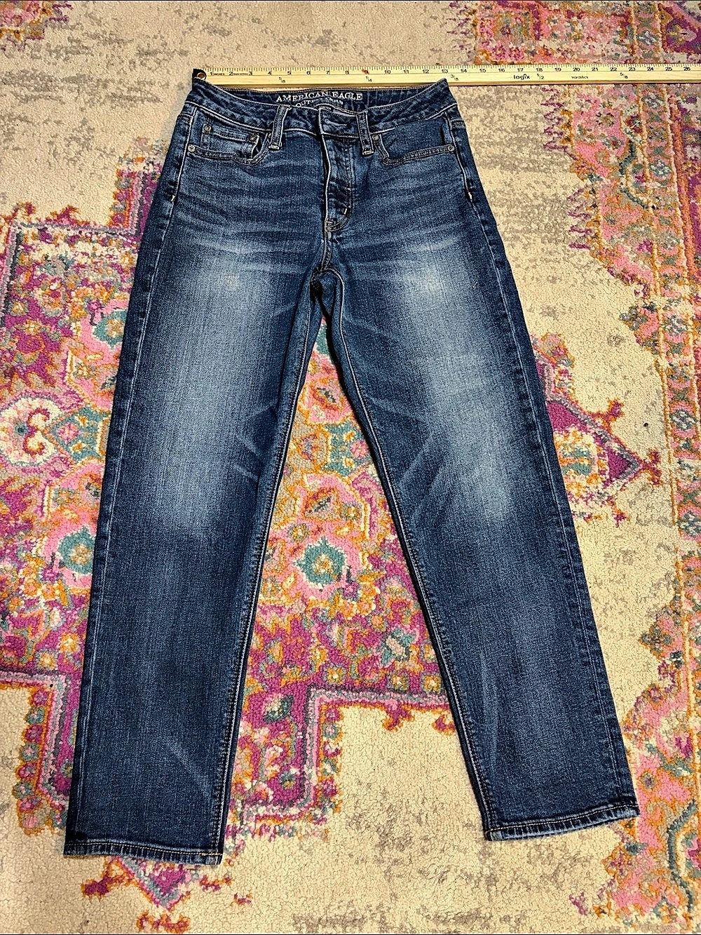 American Eagle Vintage Hi-Rise Straight Leg Jeans Waist 4 in Blue